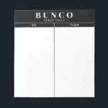 Simple Black and White Bunco Bord Tally Anteckningsblock<br><div class="desc">Om du kör en lakan på varje bord kan du se till att den som håller rätt betyg och effektiviserar ditt Bunco-spel med det här redot så att du enkelt kan riva av användan från lakan med två tomma kolonner och grafiska svarta och vita detaljer.</div>