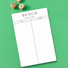 Simple Black and White Bunco Bord Tally Post-it Block