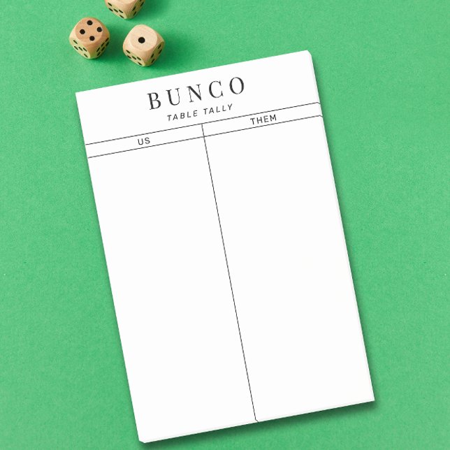 Simple Black and White Bunco Bord Tally Post-it Block (Skapare uppladdad)