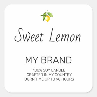 Simple Black and White Candle Product Label Fyrkantigt Klistermärke