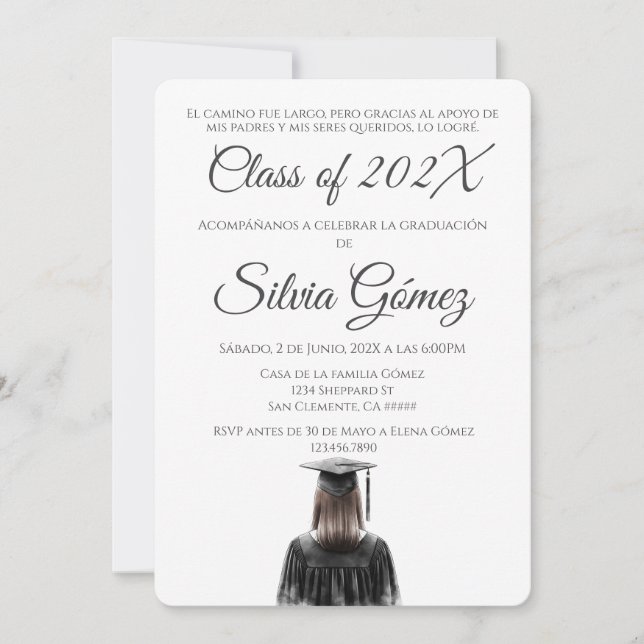Simple Black and White Class of 2026 graduation Inbjudningar (Framsida)