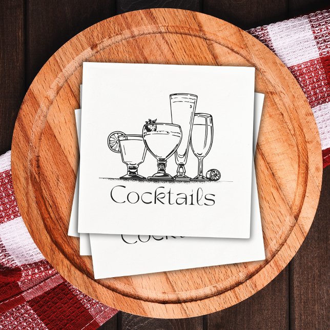 Simple Black and White Cocktails Napkin Pappersservett (Skapare uppladdad)