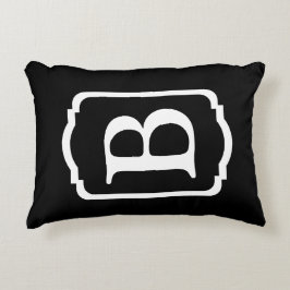 Simple Black and White Framed Monogram Prydnadskudde