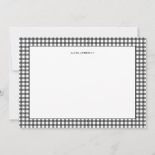 Simple Black and white Gingham personlig Tack Kort