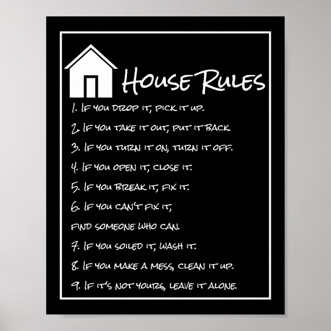 Simple Black and White House Regler Poster (Framsidan)