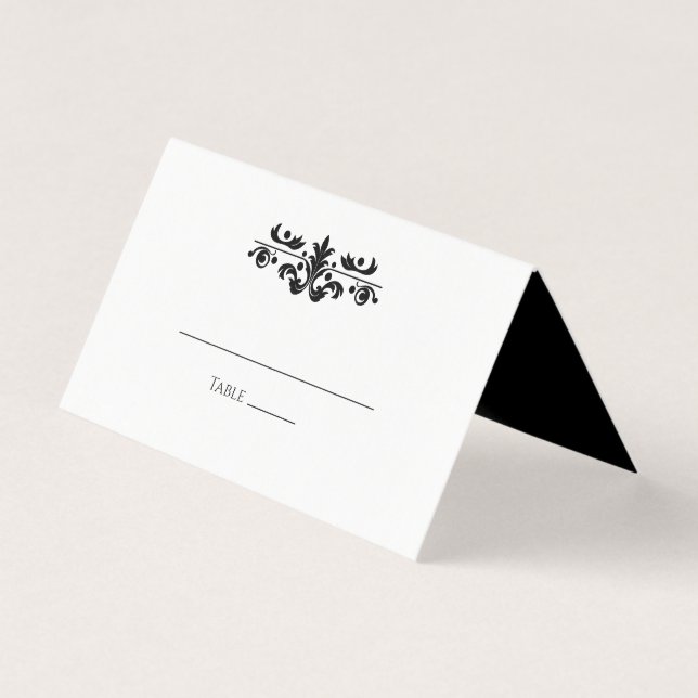 Simple Black and White Minimalist | Place Card Kort (Framsida)