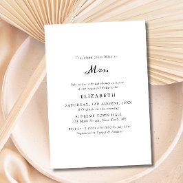 Simple Black and White Miss till Mrs Möhippa Inbjudningar