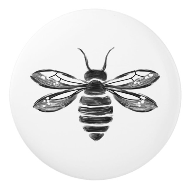 Simple Black and White Modern Hand-Drag Cute Bee Knopp (Framsidan)