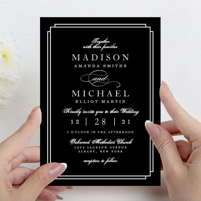Simple Black and White Modern Wedding Invitation Julkort (Simple Black and White Modern Wedding Invitation)