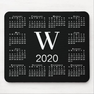 Simple Black and White Monogram 2020-kalender Musmatta
