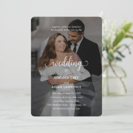 Simple Black and White Overlay Photo Wedding  Inbjudningar