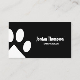 Simple Black and white tass illustration dog walke Visitkort