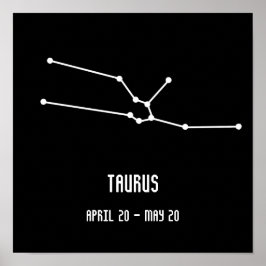 Simple Black and White Taurus Constellation Poster