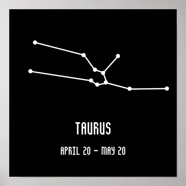 Simple Black and White Taurus Constellation Poster (Framsidan)