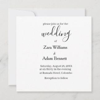 Simple black and white wedding invitation inbjudningar
