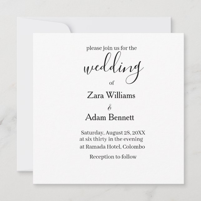Simple black and white wedding invitation inbjudningar (Framsida)
