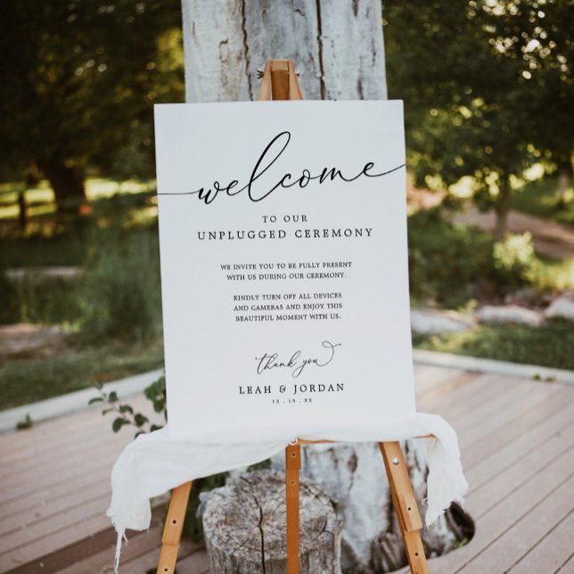Simple Black and WhUnplugged Bröllop Ceremony-teck Poster (Skapare uppladdad)
