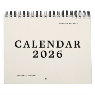 Simple Black Beige USA America Weekly Planner 2025 Kalender