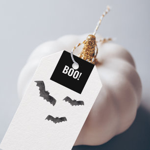 Simple Black Boo Happy halloween Presentetikett