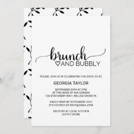 Simple Black Calligraphy Brunch and Bubly Inbjudningar