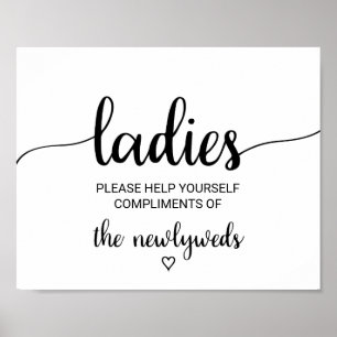 Simple Black Calligraphy Dam Bathroom-tecken Poster