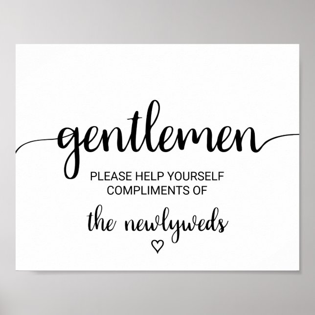 Simple Black Calligraphy-herrar Bathroom-tecken Poster (Framsidan)