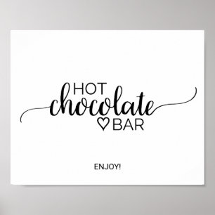 Simple Black Calligraphy Hot Chocolate Bar Sign Poster