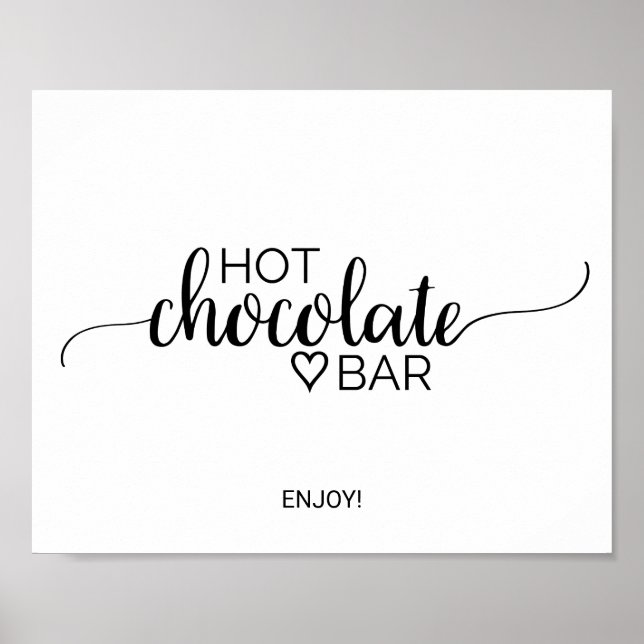 Simple Black Calligraphy Hot Chocolate Bar Sign Poster (Framsidan)