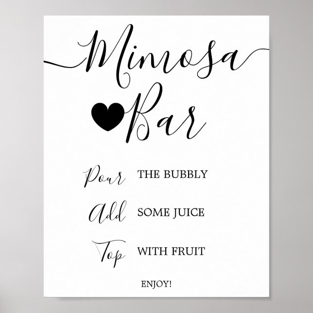 Simple Black Calligraphy Mimosa Pub Sign Poster (Framsidan)