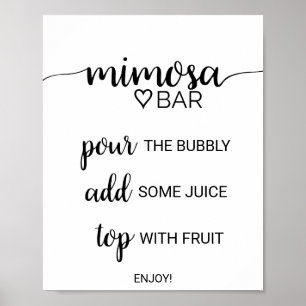 Simple Black Calligraphy Mimosa Pub Sign Poster