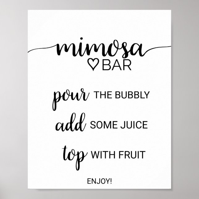Simple Black Calligraphy Mimosa Pub Sign Poster (Framsidan)