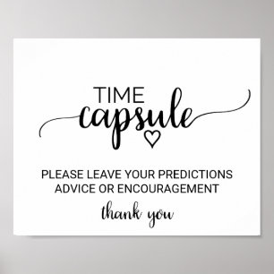 Simple Black Calligraphy Time Capsule Sign Poster
