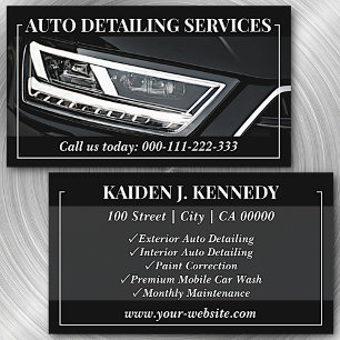Simple Black Car Service Detaljer Photo Template Visitkort