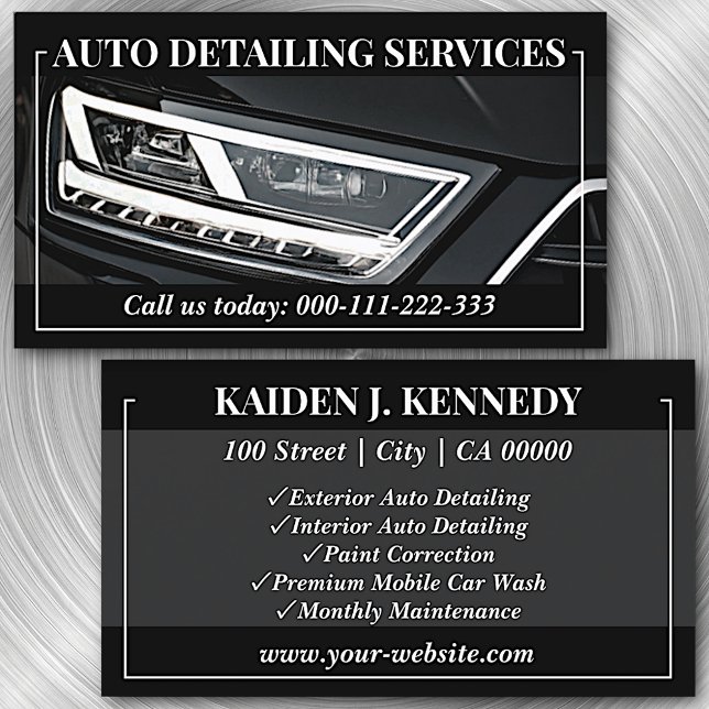 Simple Black Car Service Detaljer Photo Template Visitkort (Skapare uppladdad)