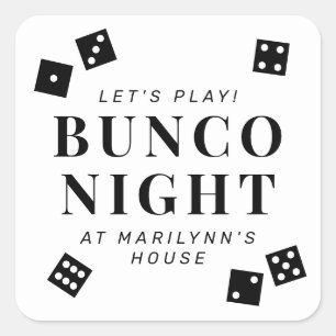 Simple Black Dice Bunco Night Personlig Fyrkantigt Klistermärke
