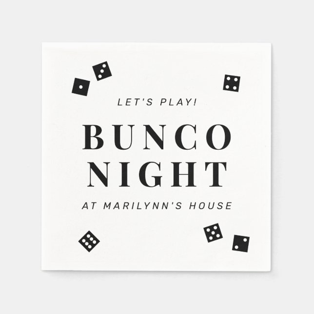 Simple Black Dice Bunco Night Personlig Napkins Pappersservett (Framsidan)