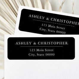 Simple Black Elegant Wedding Return Address Returadress Etikett