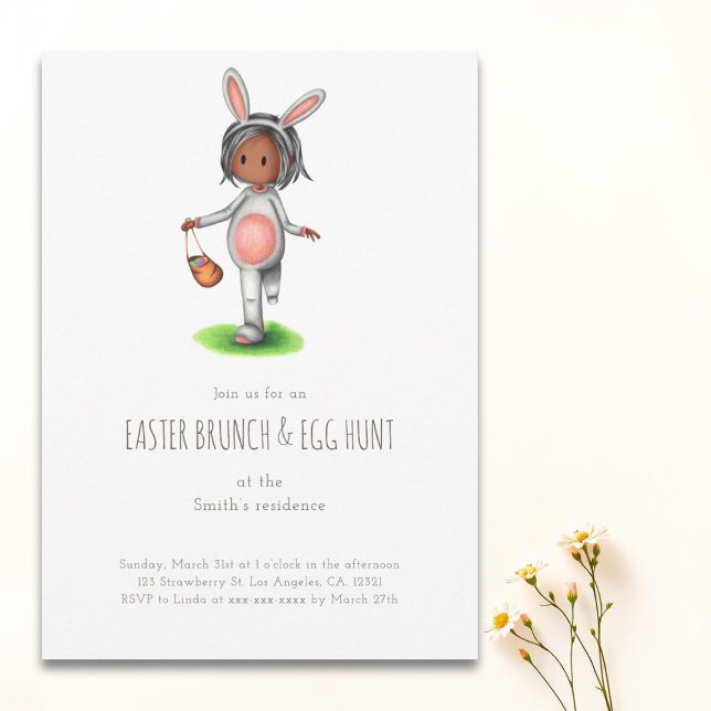 Simple Black Girl Påsk Brunch Egg Hunt Inbjudningar (Skapare uppladdad)