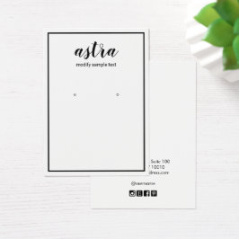 Simple Black Gräns Namnteckning Visningen Earring Visitkort