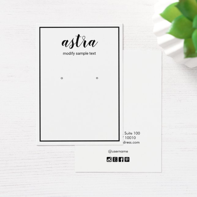 Simple Black Gräns Namnteckning Visningen Earring Visitkort (Skivbord)