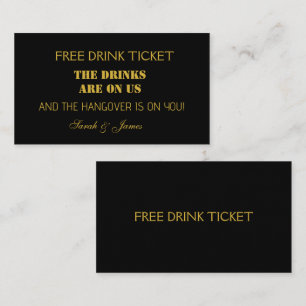 Simple Black & Guld Bröllop Drink Biljett Voucher