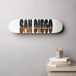 Simple Black Guld City Skyline Souvenir San Diego Mini Skateboard Bräda 18,5 Cm