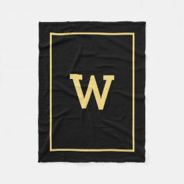 Simple Black Guld Initial Monogram Fleecefilt