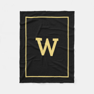 Simple Black Guld Initial Monogram Fleecefilt