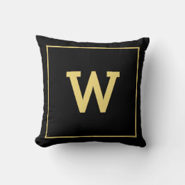 Simple Black Guld Initial Monogram Kudde