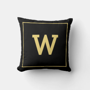 Simple Black Guld Initial Monogram Kudde