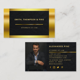 Simple Black Guld Professionell Photo Law Business Visitkort