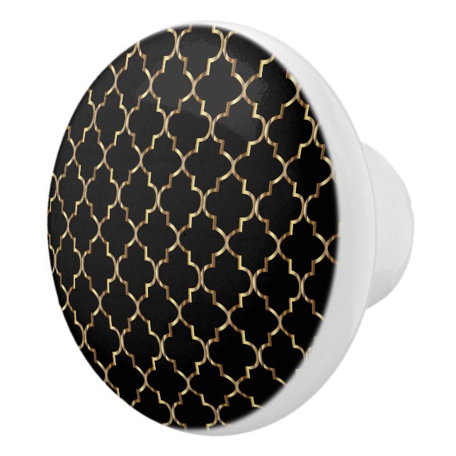 Simple Black & Guld Quatrefoil Knopp (Höger)