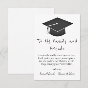 Simple Black Handwrite Cap Tassel Studenten Tack Kort
