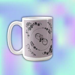 Simple Black Hearts, Blommigt, Oändlighet på Mauve Kaffemugg